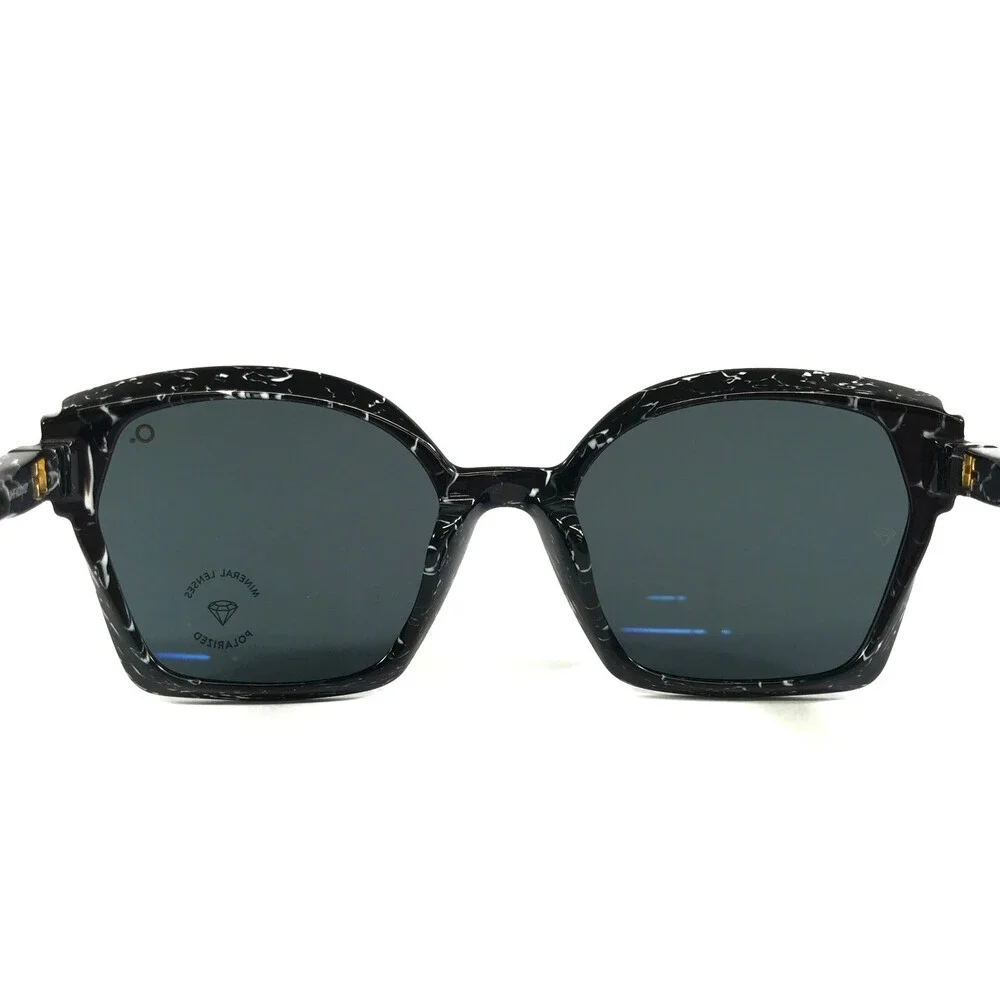 Etnia Barcelona Sunglasses JOANIC BKWH Black White Frames Gray Polarized Lenses